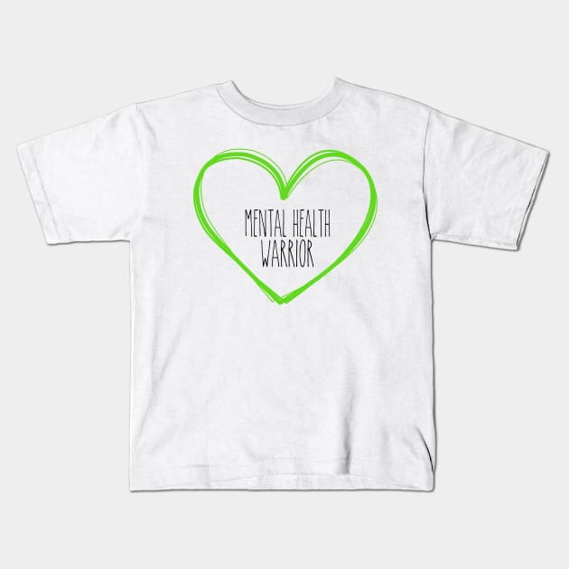 Mental Health Warrior Heart Support Kids T-Shirt by MerchAndrey